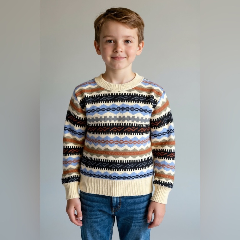 Cozy Multicolor Patterned Kids Sweater